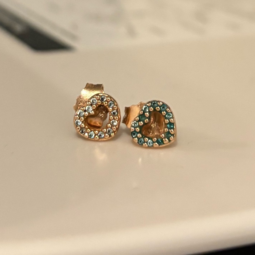 Pandora Open Heart Stud Earrings in 14k Rose Gold Plating